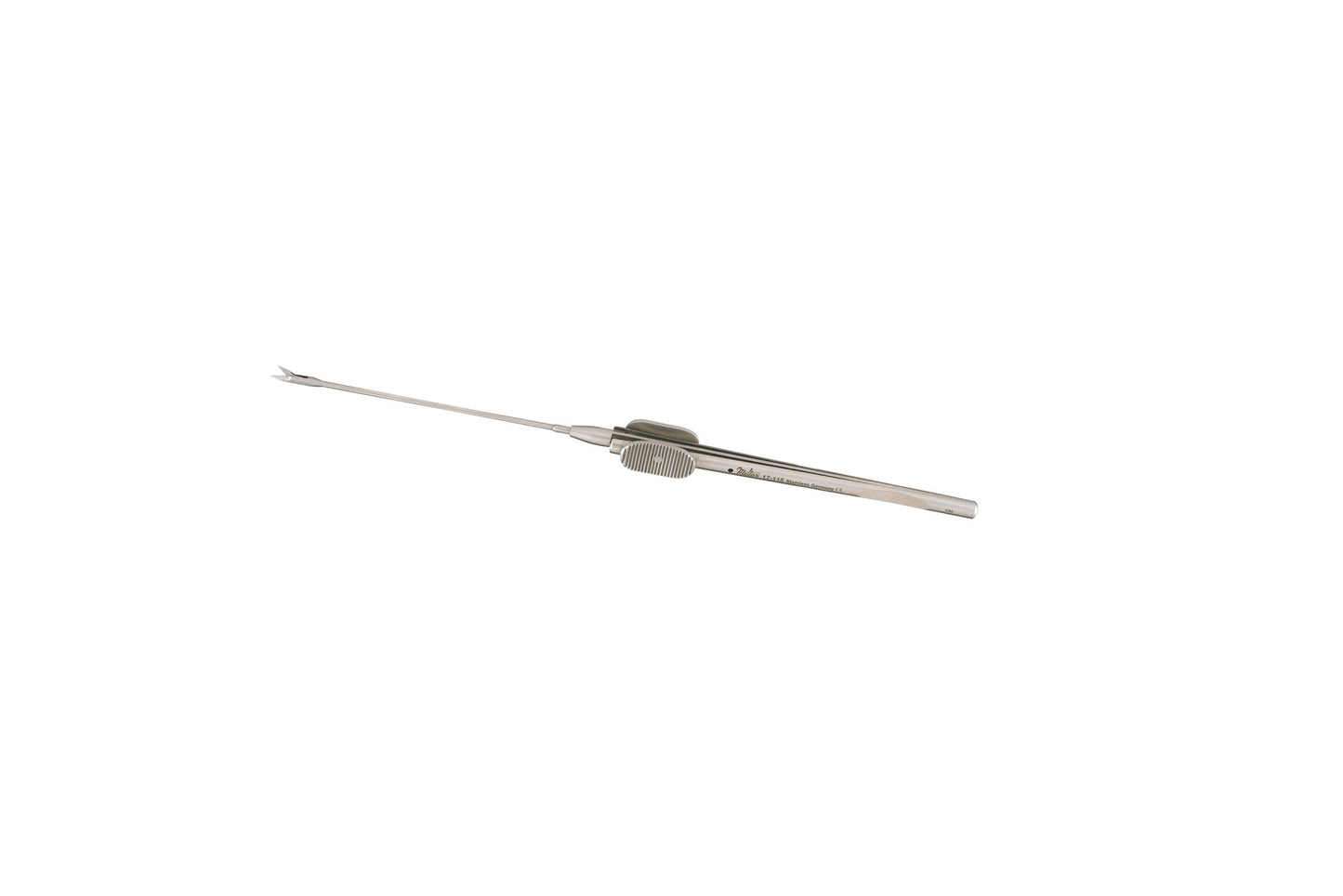 Westcott-type curved scissors with 6mm stainless tips on titanium handles