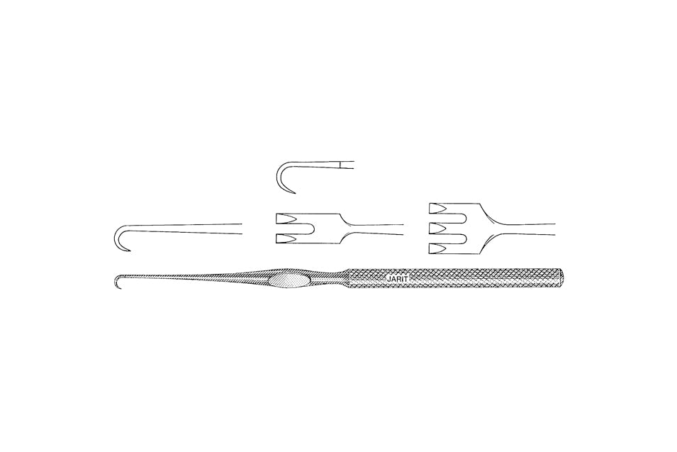 Lahey retractor with 2 sharp teeth, 12 cm