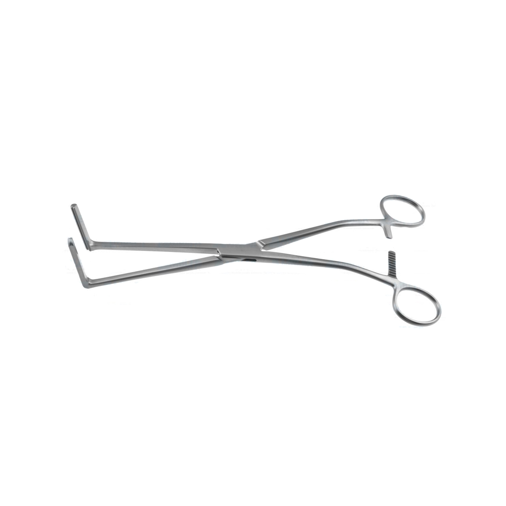50mm 90° right angle jaws and a 9 1/2 Stomach Res Clamp is included.