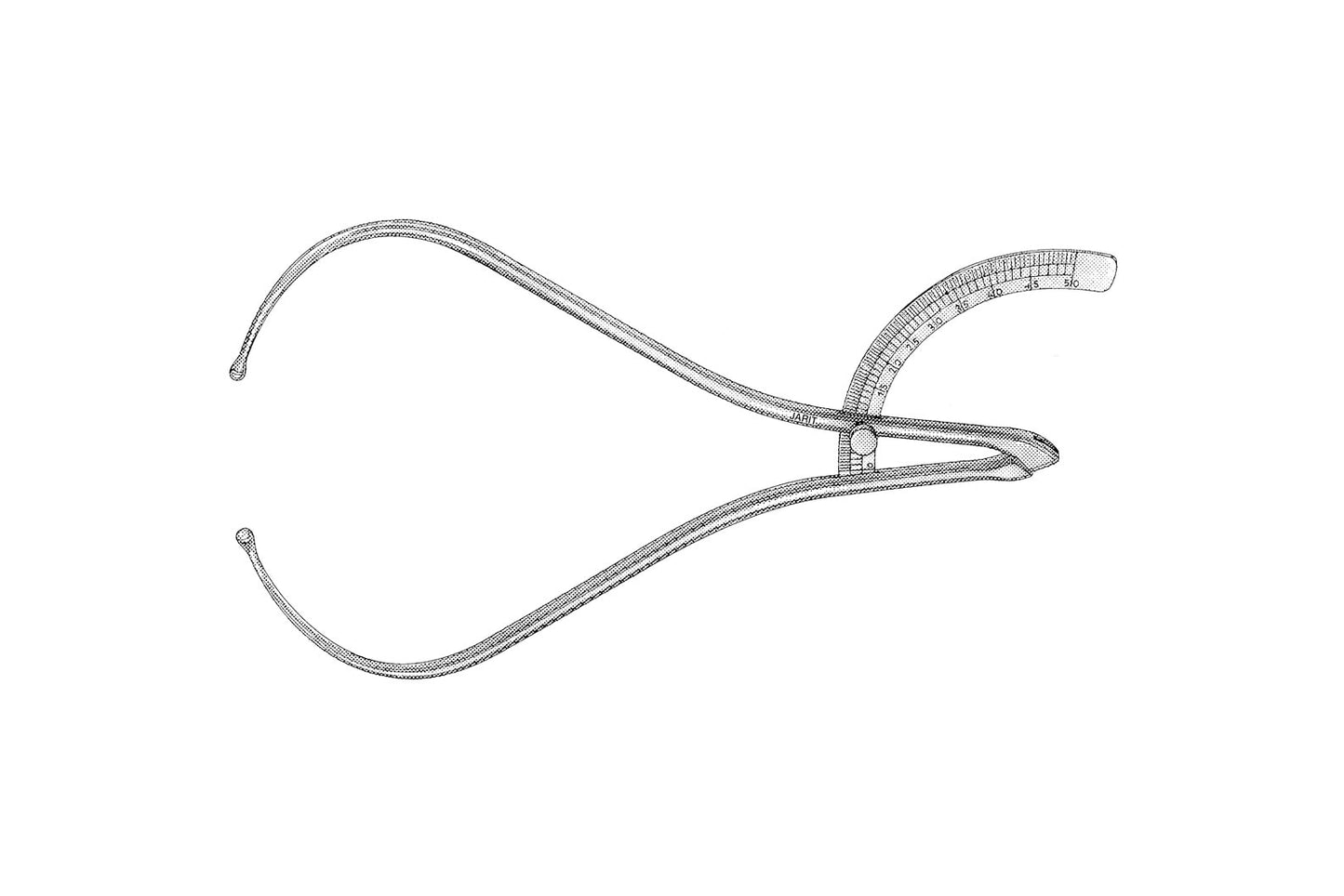 Martin pelvimeter 34cm with graduated scale and rounded tips