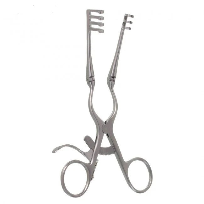 6-1/2" Weitlaner Retractor with hinged arms and four pointed prongs