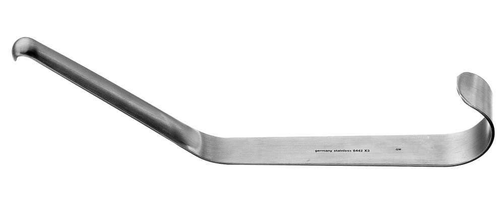A 6-1/2 inch channel retractor with a groove, made of stainless steel, used for stable and effective tissue retraction in surgical procedures.