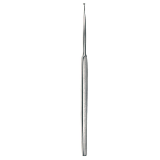 A 5 1/2 inch Fox Dermal Curette with a 1mm diameter loop, used for scraping skin lesions and minor surgical procedures.