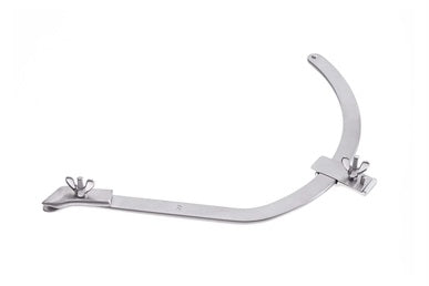 A silver-colored left extension arm for Balfour retractor frames, crafted from surgical stainless steel with visible attachment points for side blades.