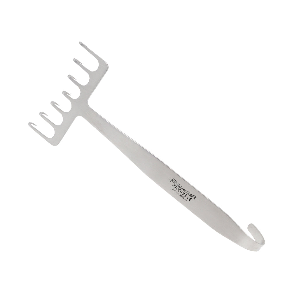 Coronal brow lift retractor 18 cm with 7 sharp prongs