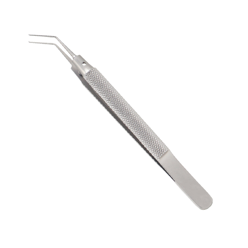 Utrata capsulorhexis forceps with straight triangular tips and short handle