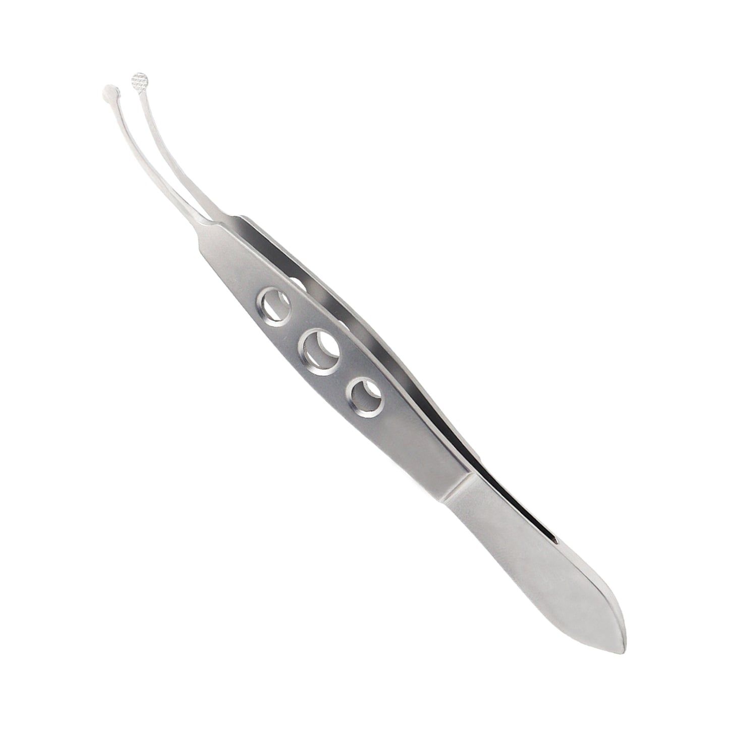Buratto LASIK flap forceps with disc-shaped serrated tips