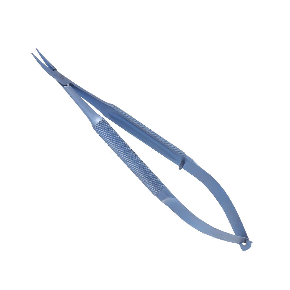 Barraquer needle holder curved with catch, diamond jaw