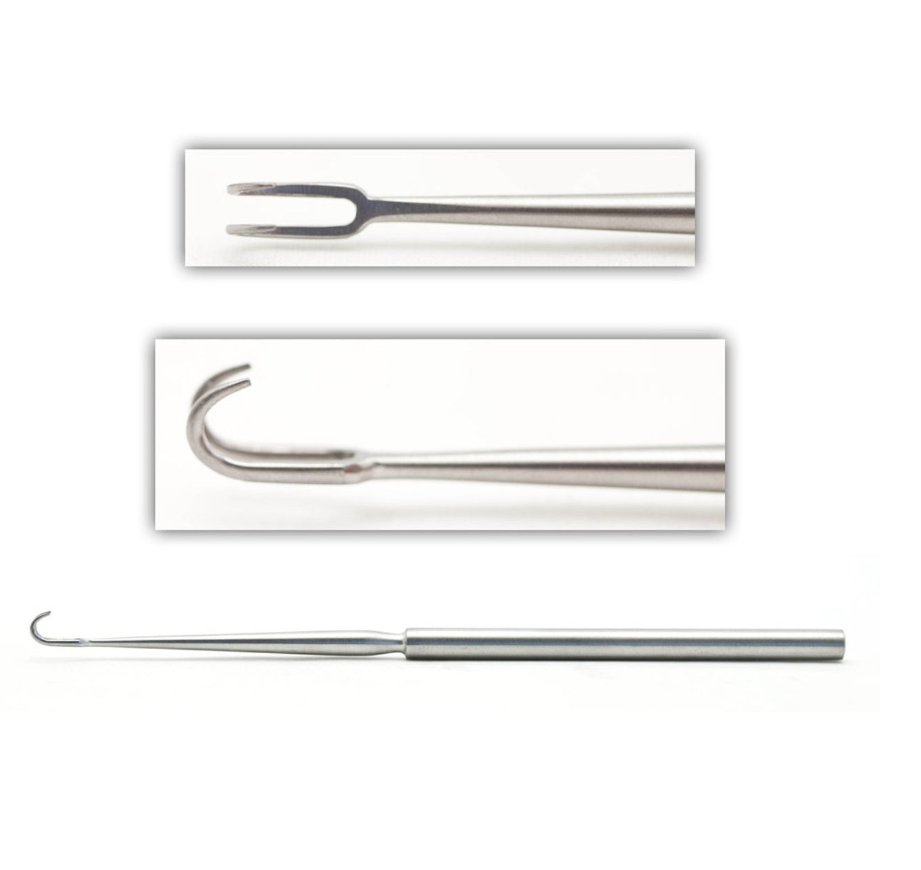 Sharp, two-prong Micro Hook, measuring 5 mm by 5 1/2"