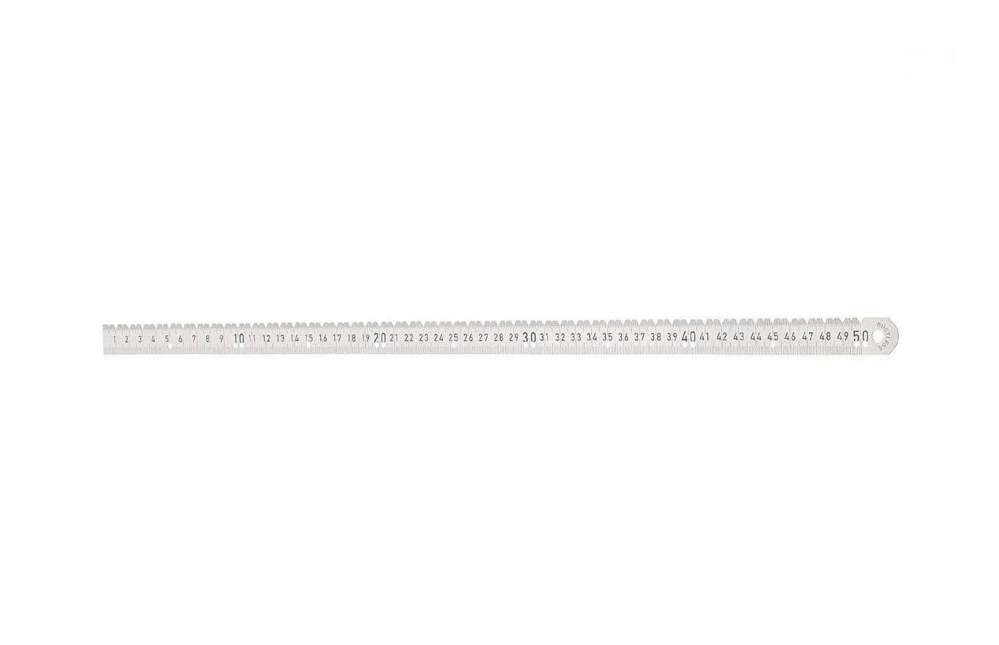 A 50cm long radiopaque measuring ruler, with cm markings, designed for use in diagnostic imaging and surgical planning.