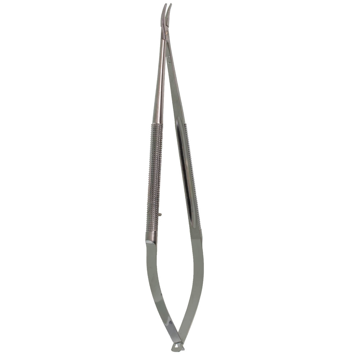 A pair of micro needle holders with smooth jaws and no locking mechanism.