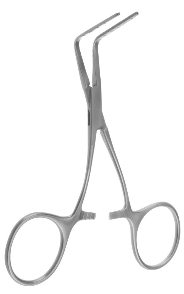 Neonatal Vascular Clamp, 90° Jaws, Curved Shanks
