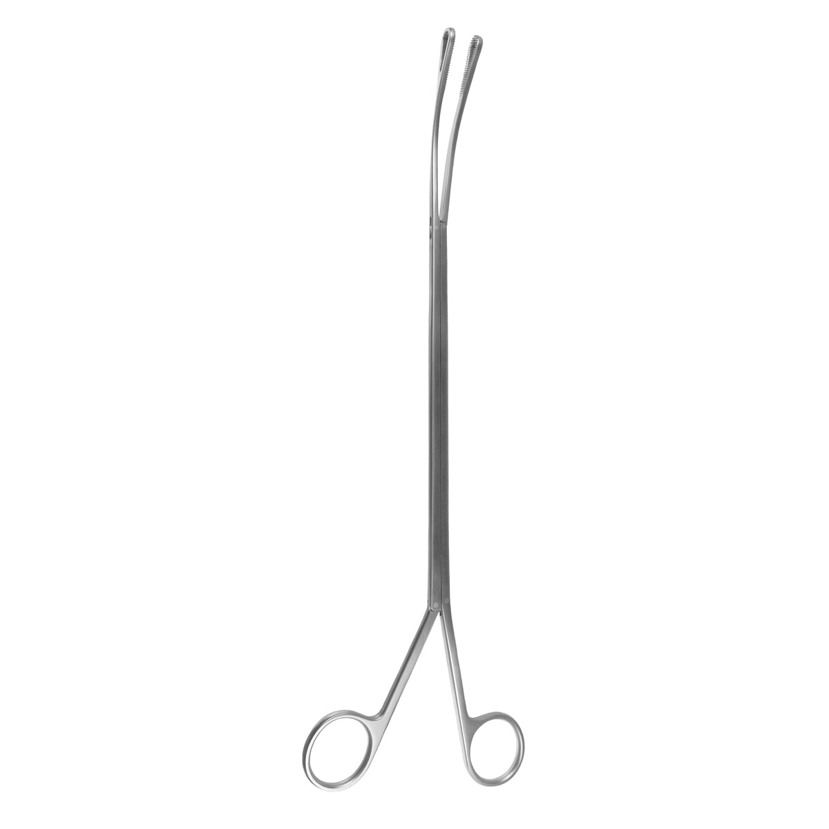 13-1/2" vats foerster forceps – 7mm shaft, 10mm oval jaws - A pair of 13-1/2 inch VATS Foerster Forceps with a 7mm shaft and 10mm oval jaws, primarily stainless steel in color.