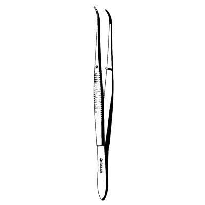Narrow dressing forceps with tungsten carbide inserts 14.5cm