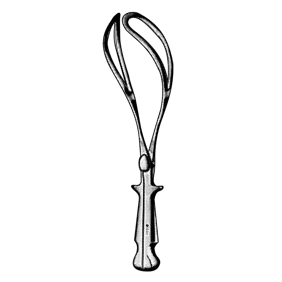 Naegele obstetrical forceps with fenestrated blades and screw lock
