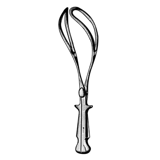Naegele obstetrical forceps with fenestrated blades and screw lock