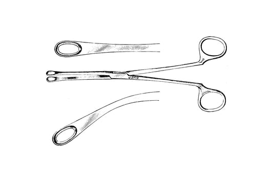 Desjardins gallstone forceps 23cm Figure 1 curved fenestrated jaws