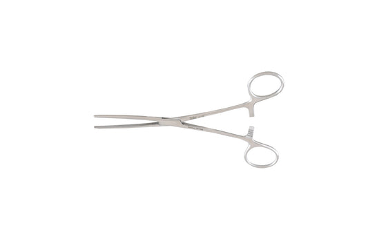 Doyen atraumatic intestinal forceps with straight serrated jaws