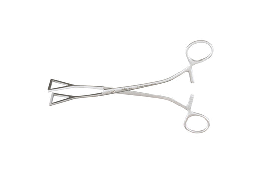 Collin atraumatic intestinal forceps with triangular fenestrated jaws
