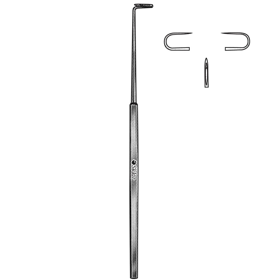 Tonsil needle, left curved, 23 cm