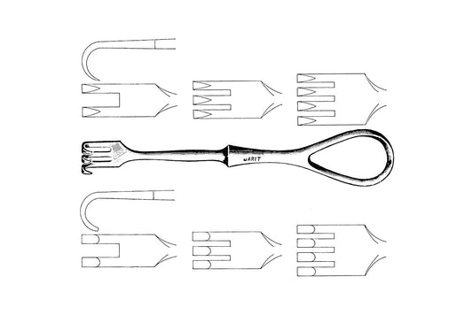 Volkmann pointed retractor with 2 teeth and finger-ring handle