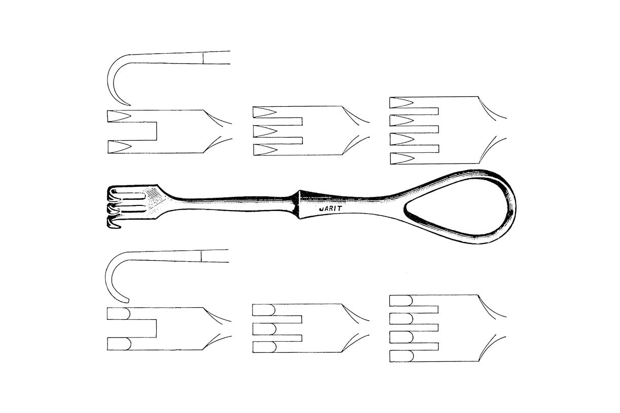 Volkmann semi-sharp retractor with 3 teeth, 21.5cm