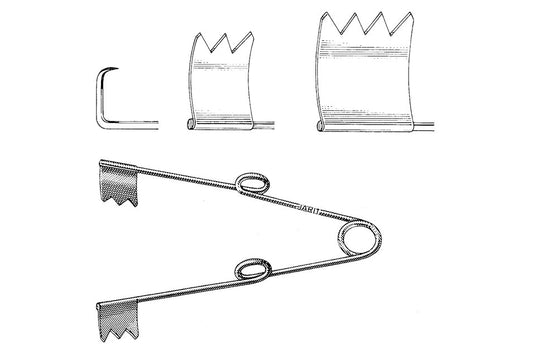 Spring retractor with three blunt prongs, 16cm