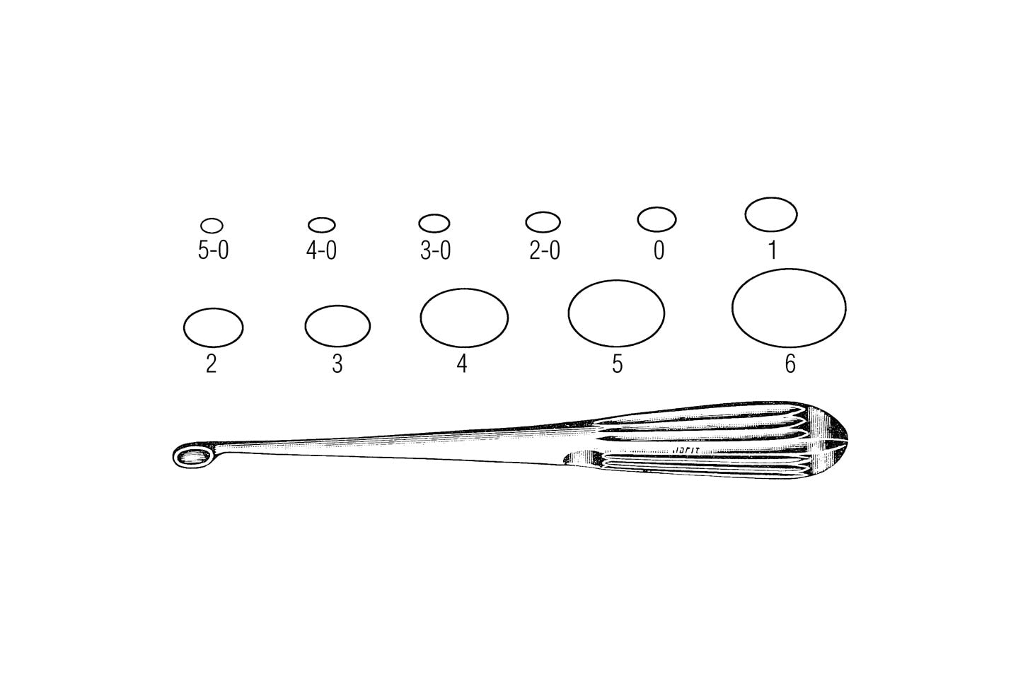 Bruns bone curette 23cm with knurled handle