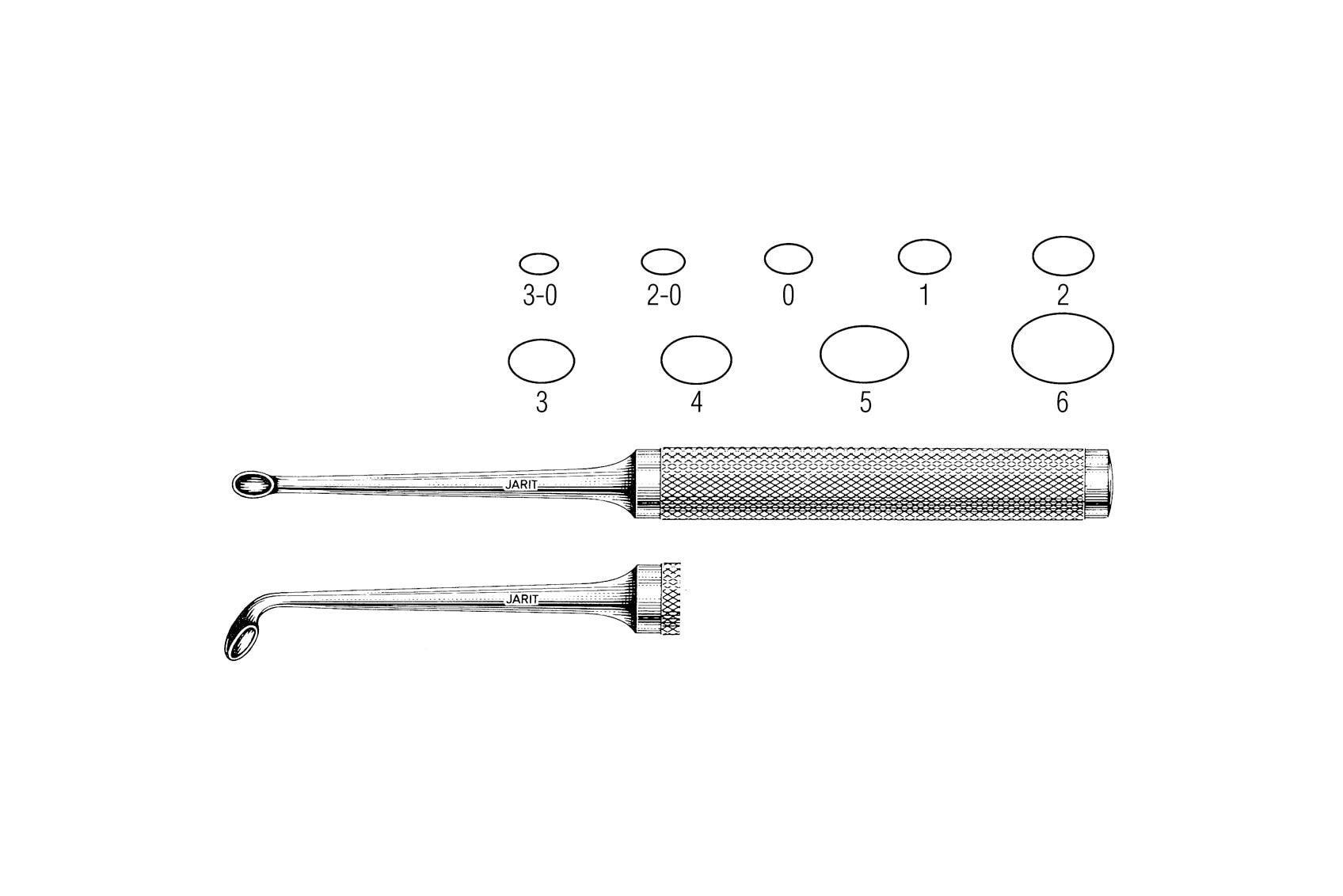 Cobb curette 28cm straight with oval cup and hollow knurled handle