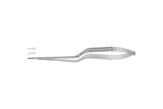 Yasargil bayonet-shaped needle holder with curved jaw