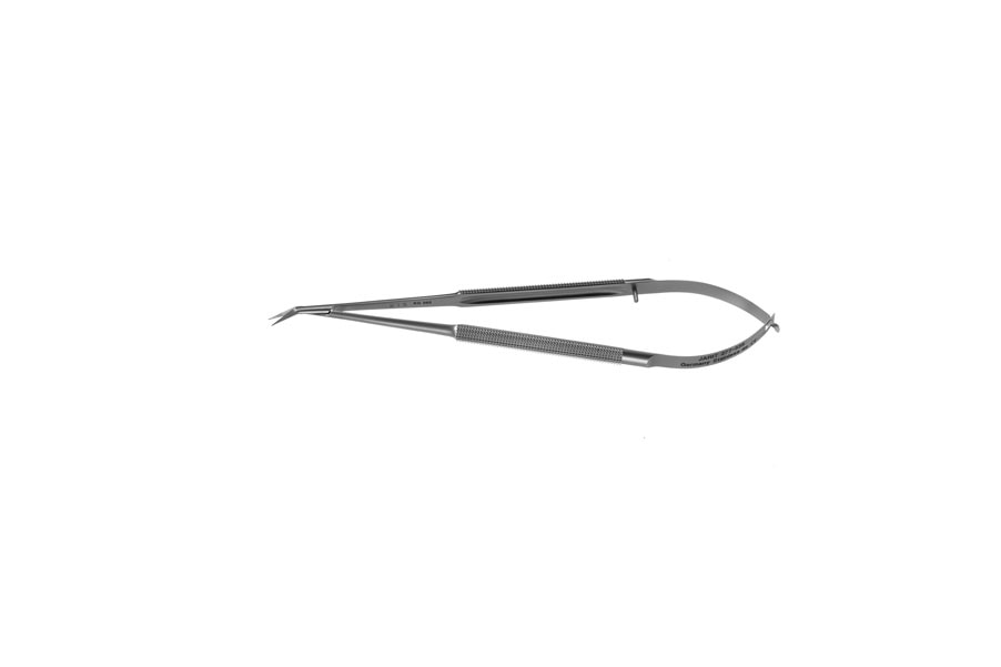 Micro scissor 120mm with curved jaw and spring handle