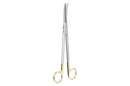 Parametrium scissors with tungsten carbide strong curved blades