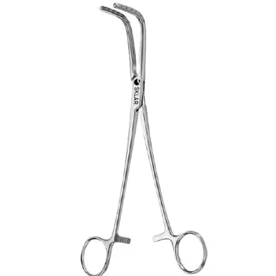 Bronchus clamp curved right angle 23cm 60mm jaw