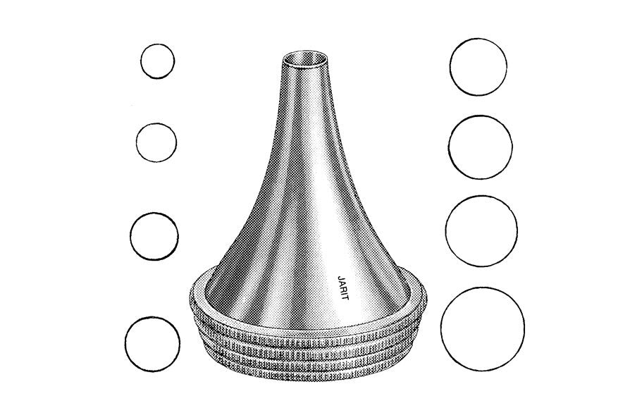 Hartmann ear specula in black finish across multiple inner diameters