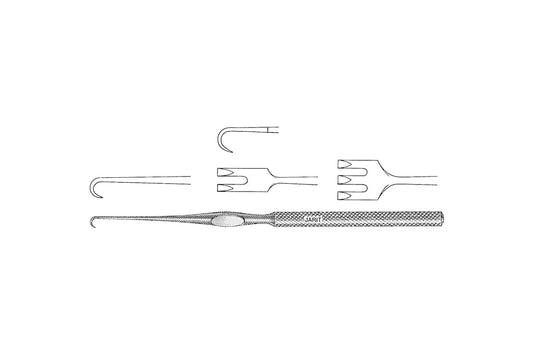 Lahey retractor with 2 sharp teeth, 12 cm