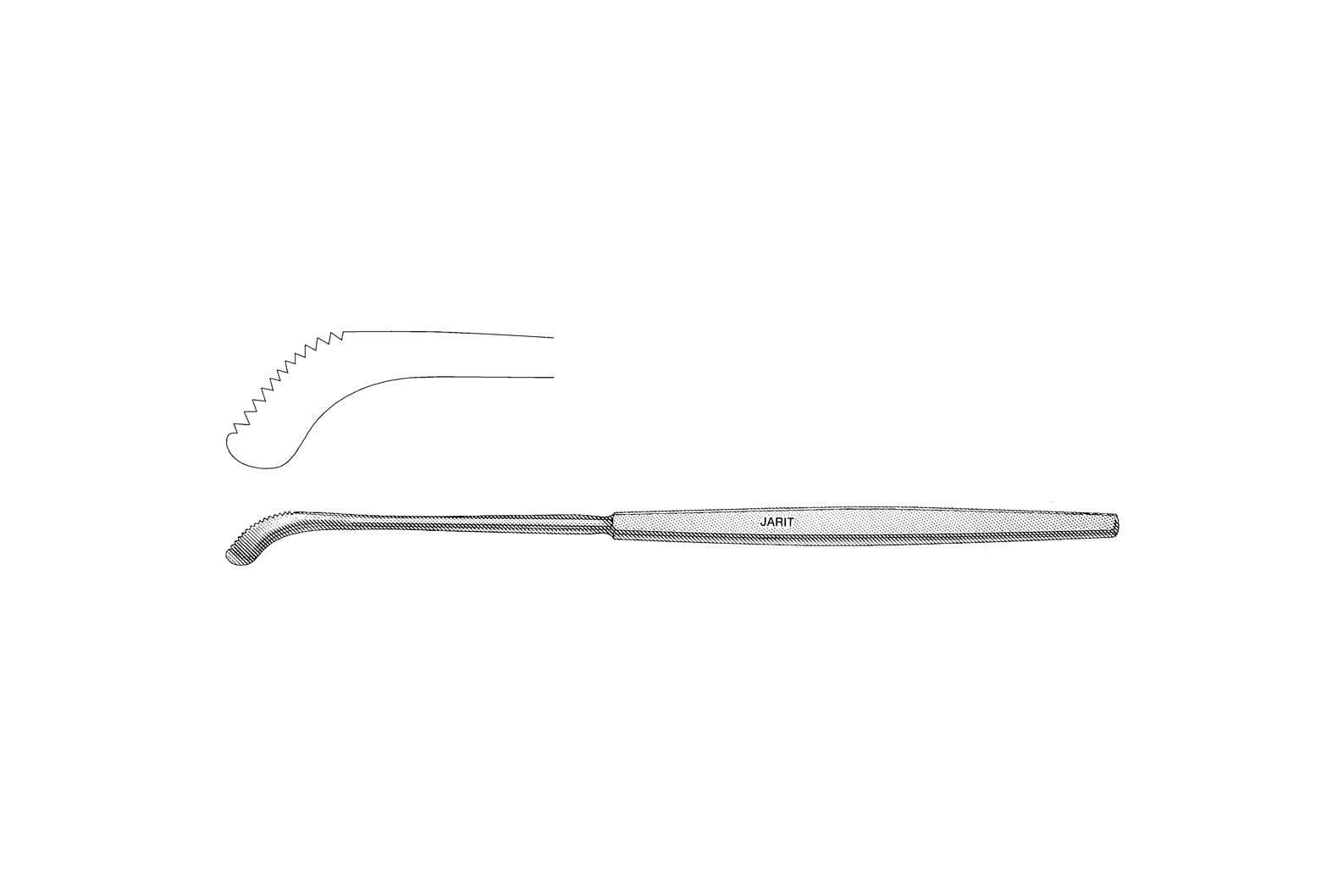 Carpenter tonsil knife 24cm with curved blade