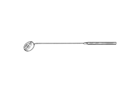 Laryngeal mirror without handle with reflective round head on threaded shaft