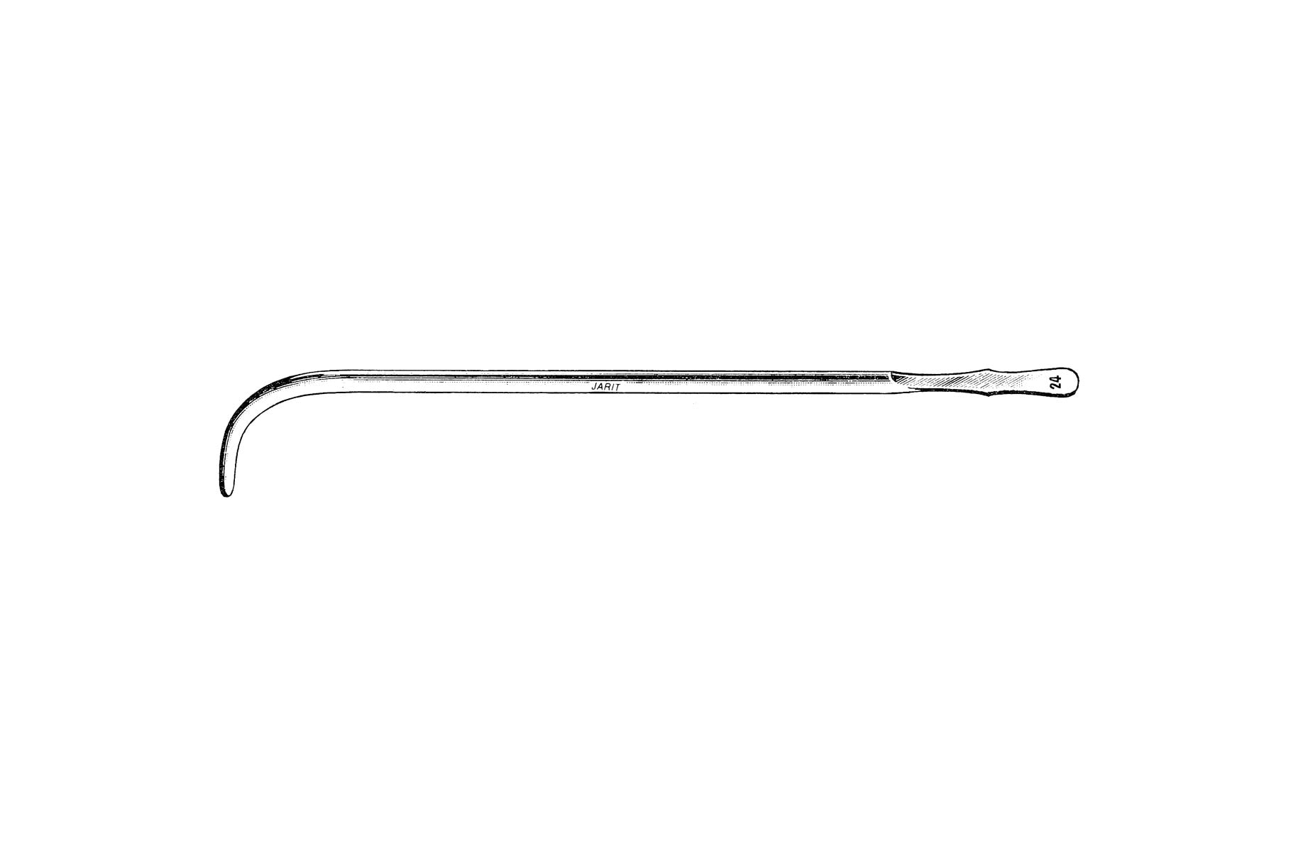 Van Buren urethral dilating bougie 26 Fr, curved solid steel sound