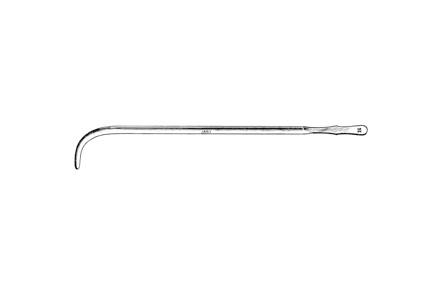 Van Buren urethral dilating bougie 30 Fr, curved solid steel sound