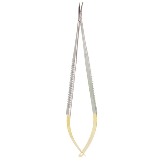 7" Castroviejo GG Needle Holder, curved serrated, no lock.