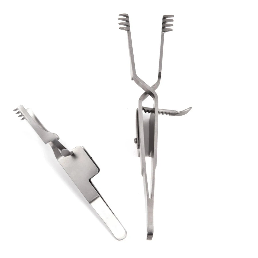 Holzheimer self-retaining retractor 10cm with sharp prongs