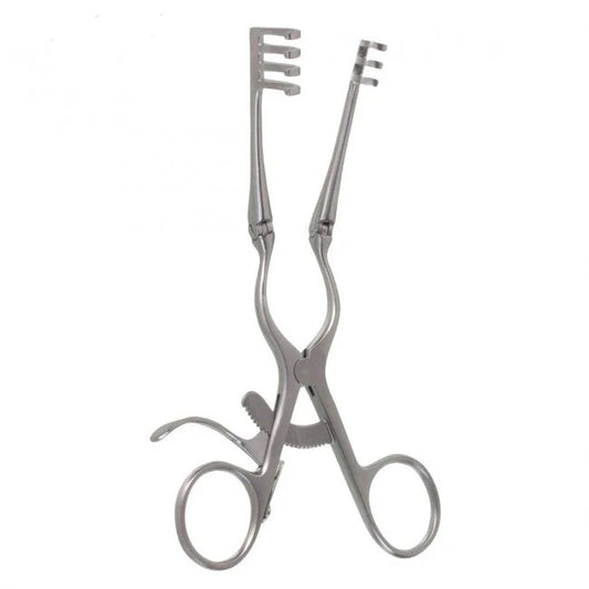 6-1/2" Weitlaner Retractor with hinged arms and four pointed prongs