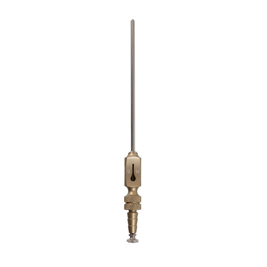A medium-sized gold-colored suction tube, likely made of silicone or rubber, with a connector at one end for medical or surgical use.