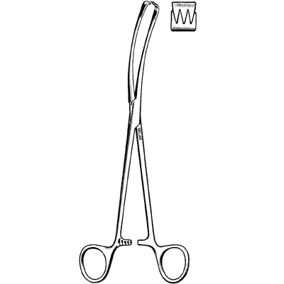 Teale vulsellum forceps 23cm with sharp interlocking prongs