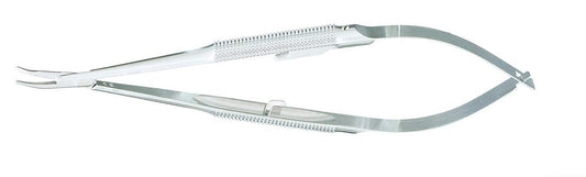 7" Micro Needle Holders 10mm handle 0.5mm tip curved w/ lock