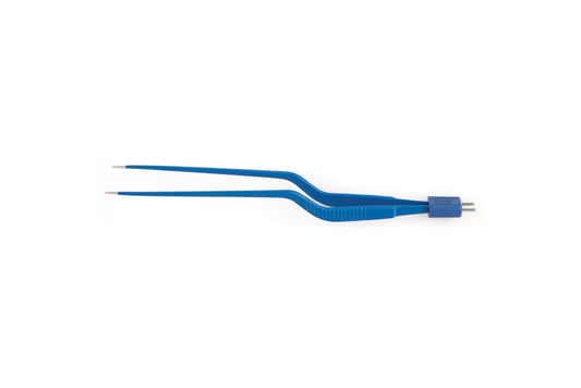 Bipolar forceps, bayonet, angled up, 1.0mm blunt tip, 19.5cm