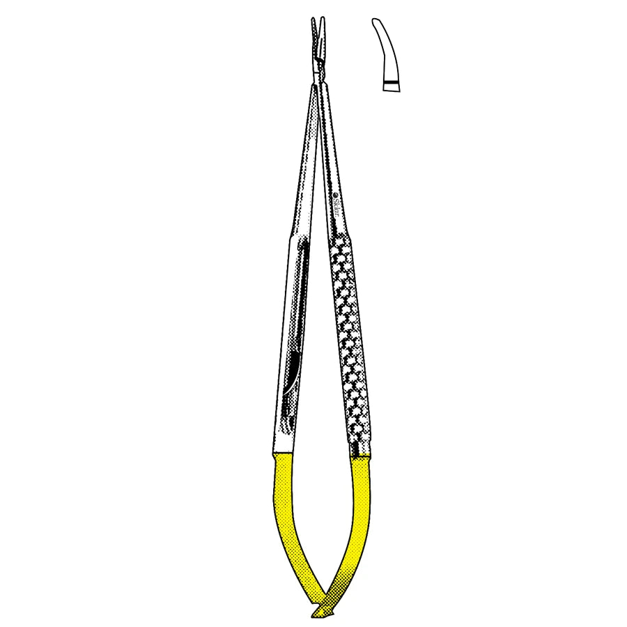 Titanium needle holder curved with catch