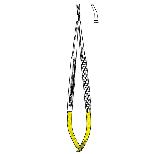 Titanium needle holder curved with catch
