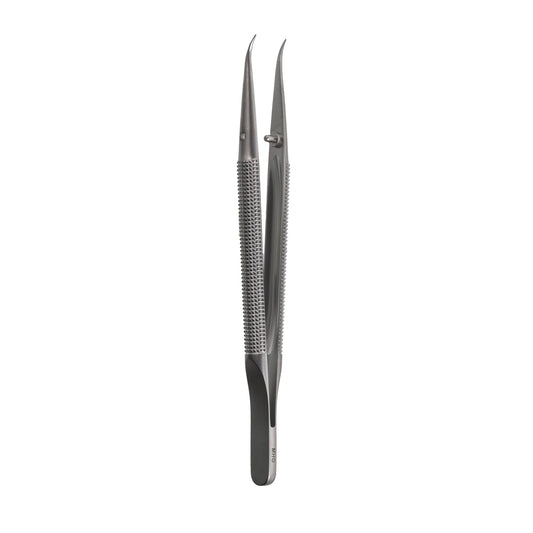 Micro Forceps (8mm diameter round handle: curved tip, 4 3/4 inch)