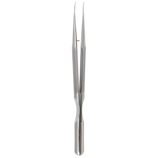 Micro Forceps (8mm round handle: curved tip, 5 7/8 inch)